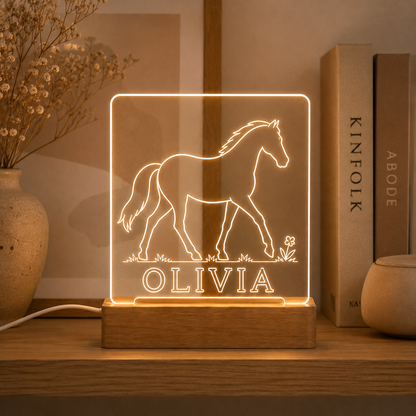 Custom Photo Horse Wooden Led Light | Personalized Horse Photo Wooden Led Light | Gift For Horse Lovers TOM99