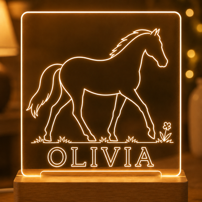 Custom Photo Horse Wooden Led Light | Personalized Horse Photo Wooden Led Light | Gift For Horse Lovers TOM99
