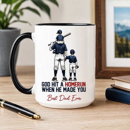 Custom Photo Dad Baseball Mug, Personalized Mug Mug For Husband Dad Grandfather TOM99