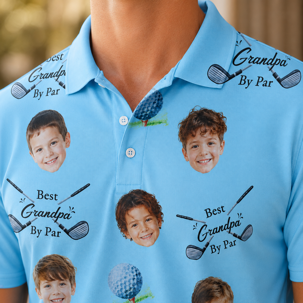 Custom Photo Best Grandpa Polo Shirt, Personalized Polo Shirt For Husband Dad Grandfather