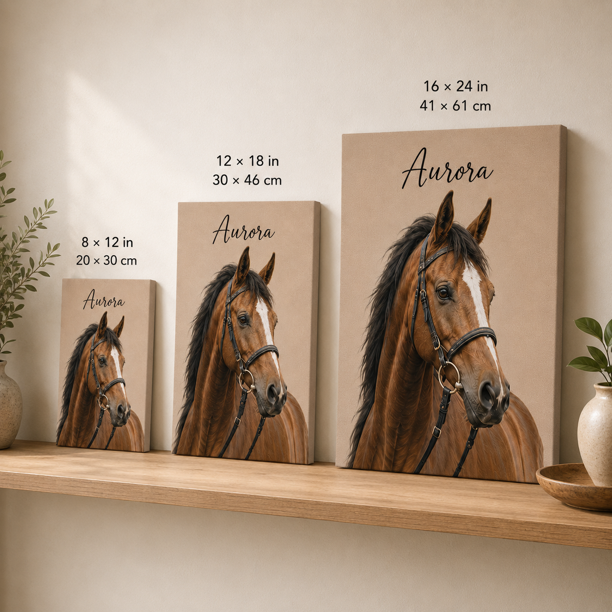 Custom Photo Horse Wall Art Canvas | Personalized Horse Photo Canvas | Gift For Horse Lovers TOM99