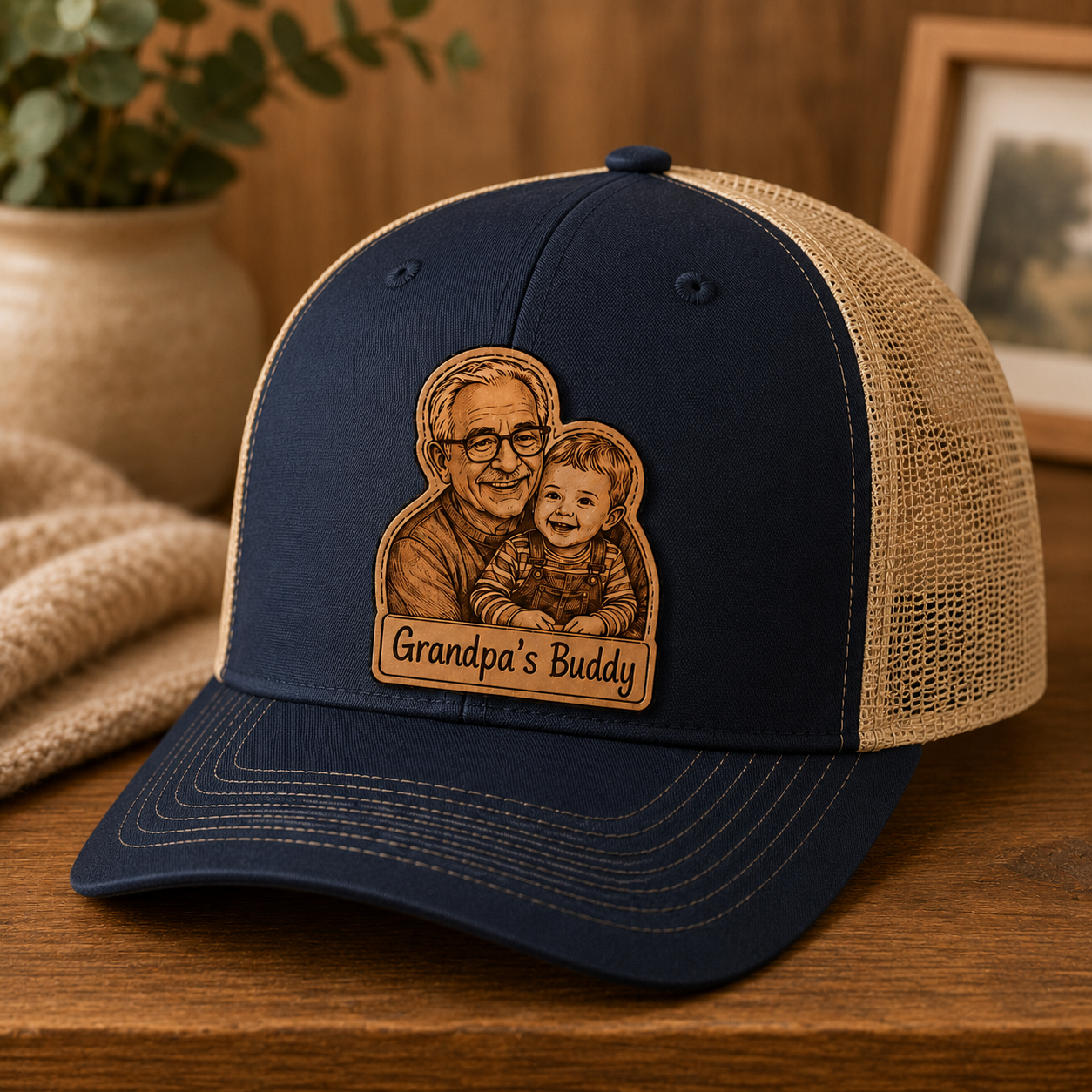 Personalized Grandpa Trucker Hat | Custom Dad Photo Hat | Father's Day Gift | Gift For Dad | Dad Gifts TOM99
