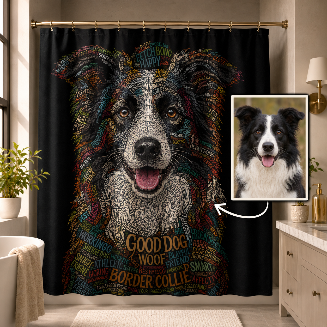 Custom Photo Dog Shower Curtain | Gift For Dog Lovers