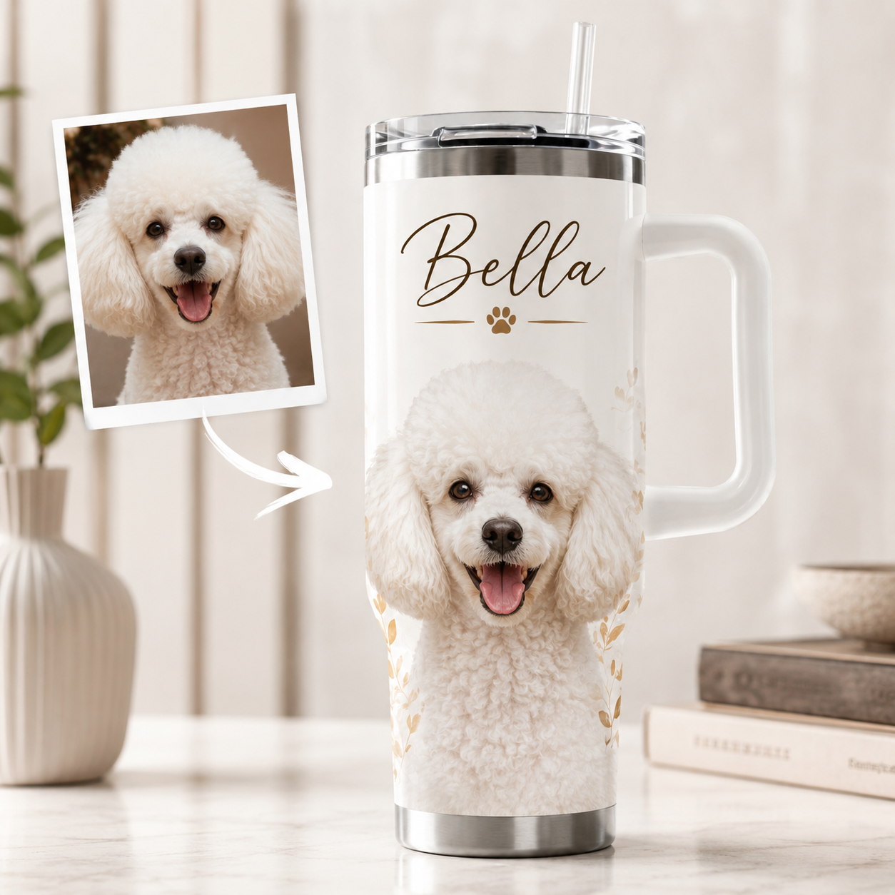 Custom Photo Dog 40oz Tumbler | Gift For Dog Lovers | Pet Lover Gifts
