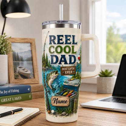 Custom Reel Cool Dad 40oz Tumbler, Personalized Dad Tumbler, Father’s Day Gift TOM99