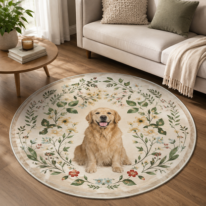 Custom Photo Dog Round Carpet | Photo Pet Round Rug | Gift For Dog Lovers