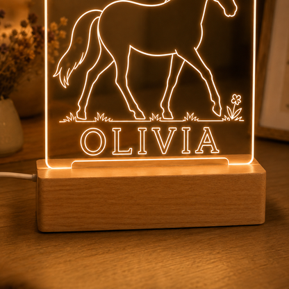 Custom Photo Horse Wooden Led Light | Personalized Horse Photo Wooden Led Light | Gift For Horse Lovers TOM99