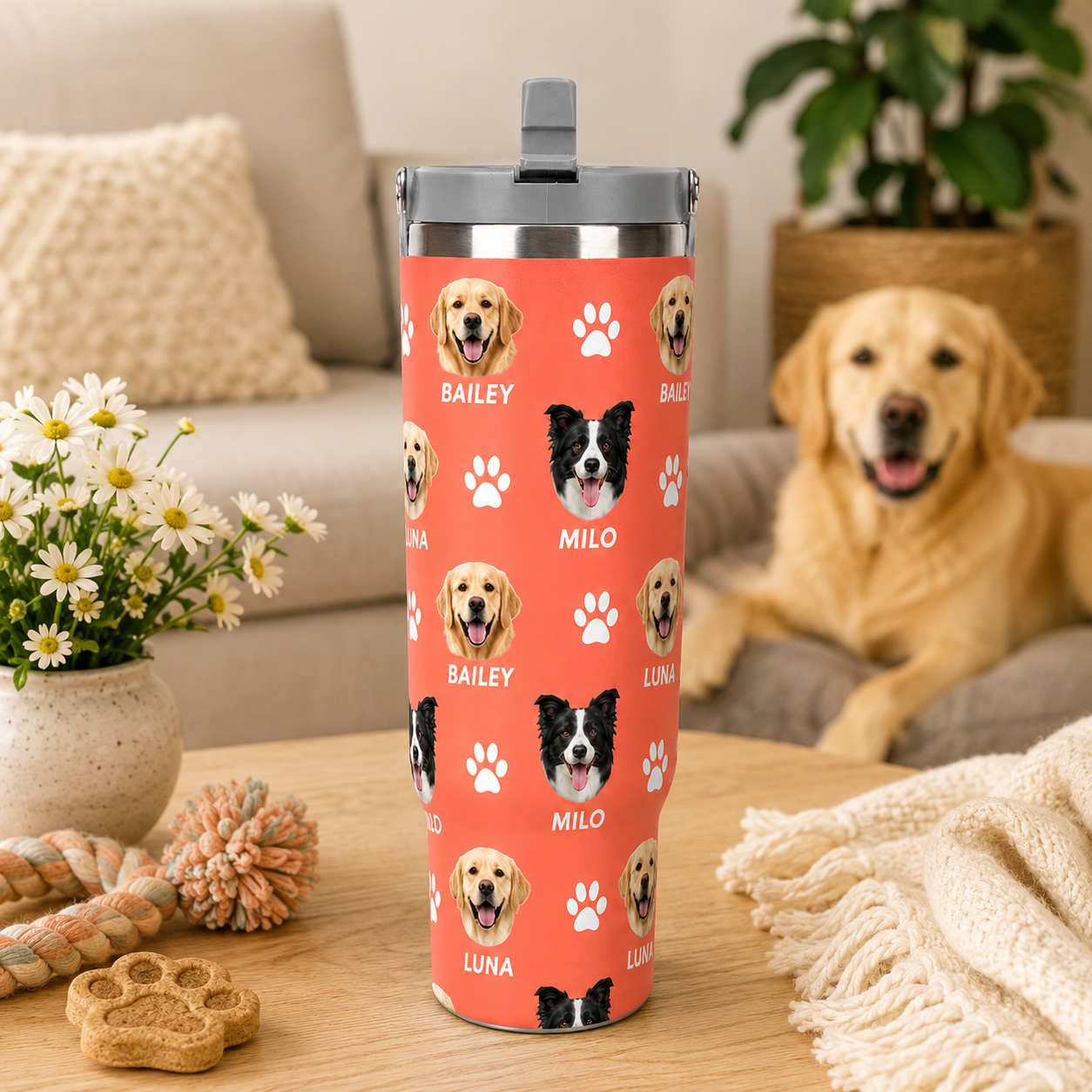 Custom Photo Dog 30oz Tumbler | Gift For Dog Lovers | Pet Lover Gifts TOM99