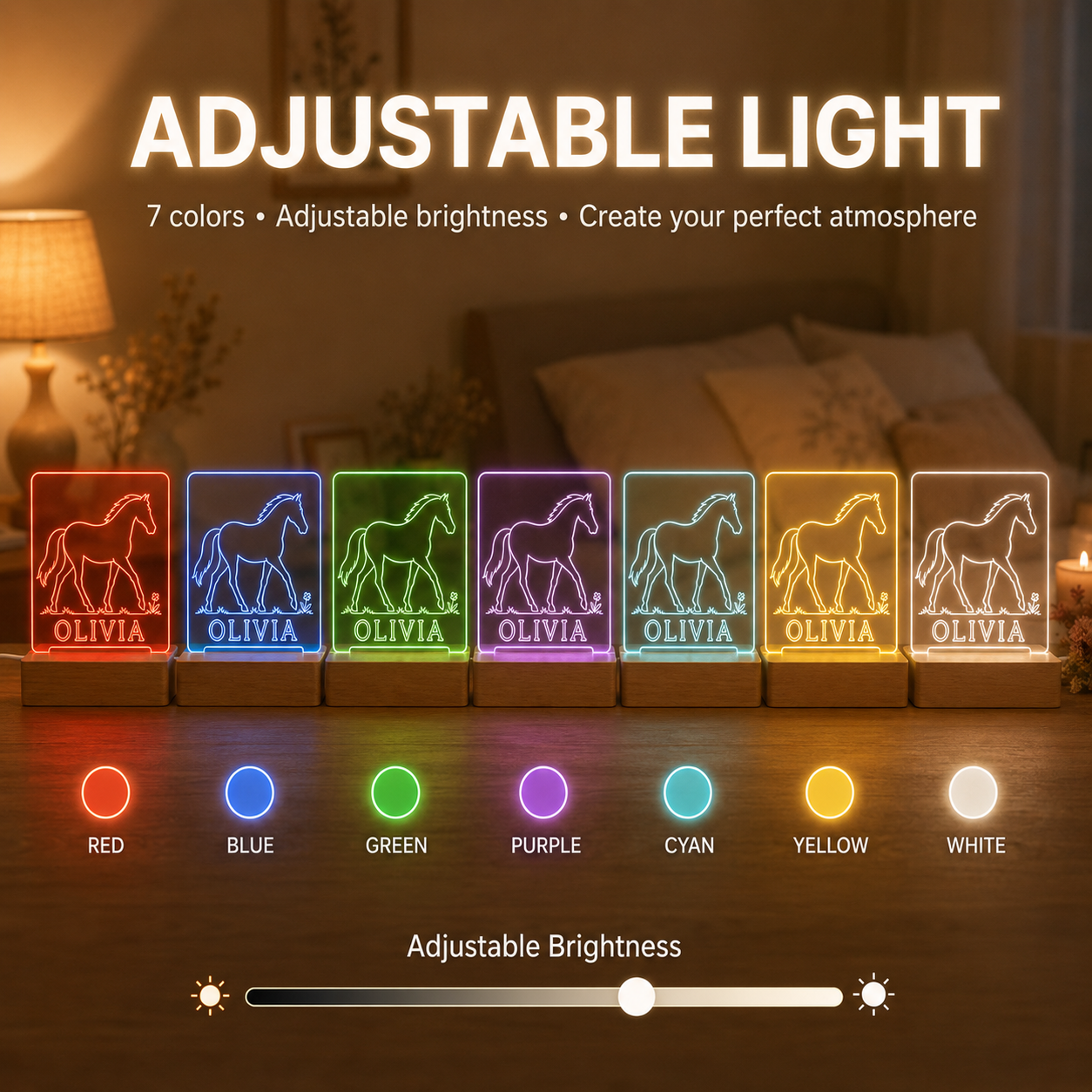 Custom Photo Horse Wooden Led Light | Personalized Horse Photo Wooden Led Light | Gift For Horse Lovers TOM99