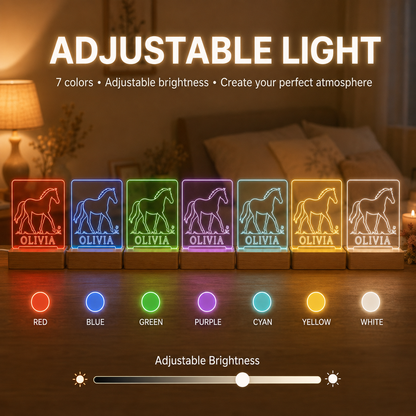 Custom Photo Horse Wooden Led Light | Personalized Horse Photo Wooden Led Light | Gift For Horse Lovers TOM99