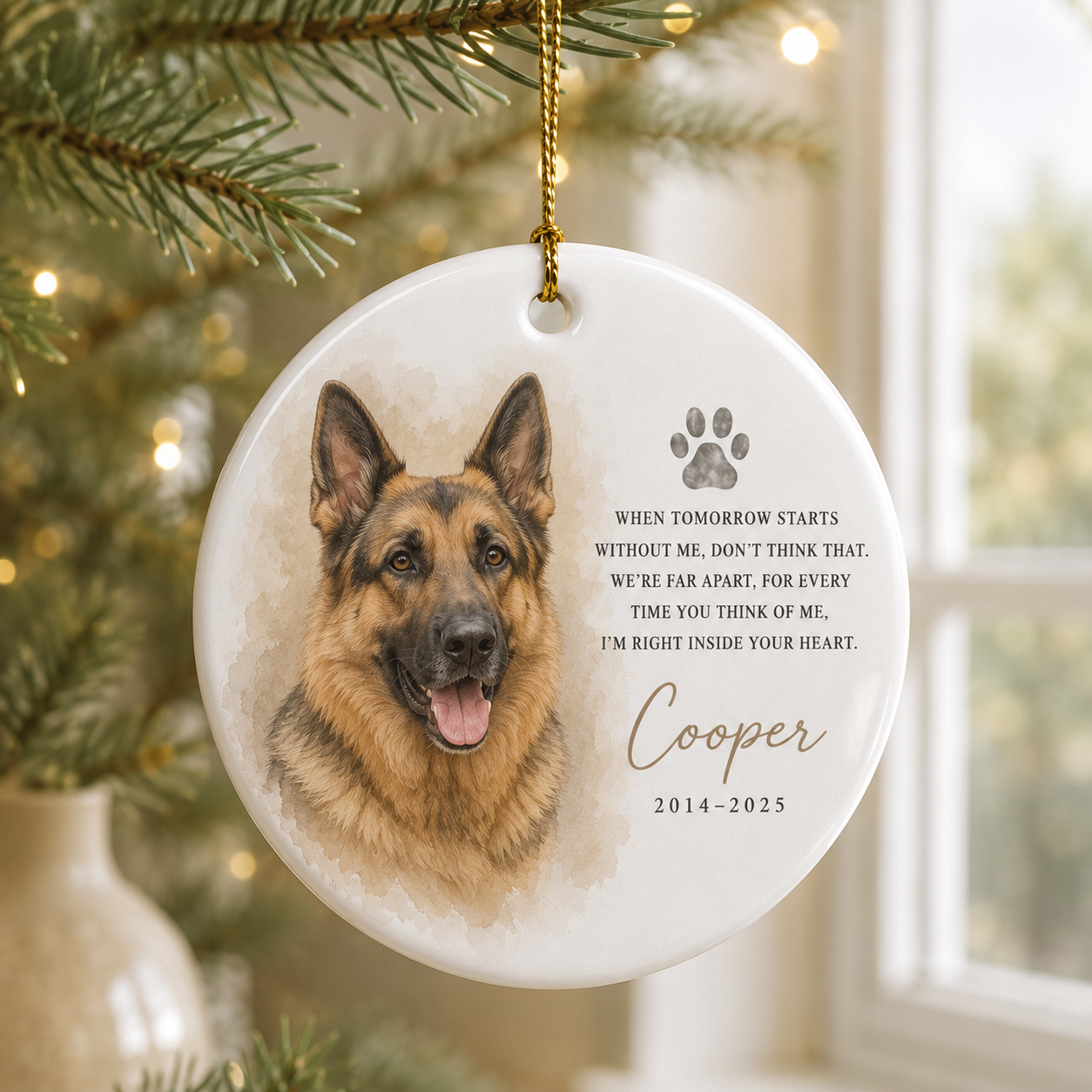 Custom Photo Dog On Our Heart Memorial Ceramic Ornament | Personalized Dog Lovers Gifts | Gift For Dog Lovers TOM99