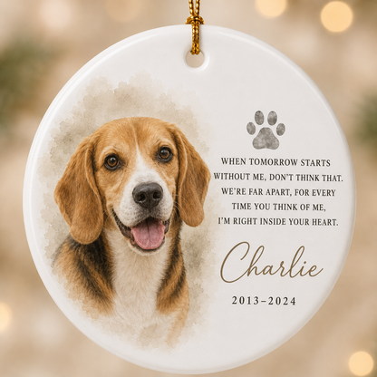 Custom Photo Dog On Our Heart Memorial Ceramic Ornament | Personalized Dog Lovers Gifts | Gift For Dog Lovers TOM99