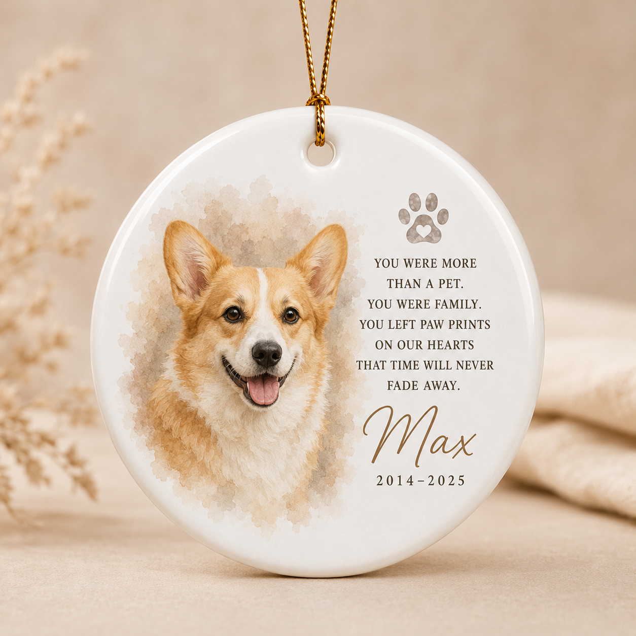 Custom Photo Dog On Our Heart Memorial Ceramic Ornament | Personalized Dog Lovers Gifts | Gift For Dog Lovers TOM99