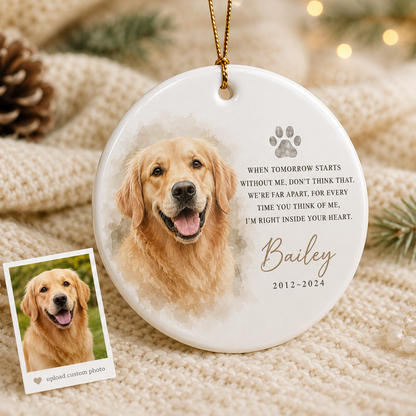 Custom Photo Dog On Our Heart Memorial Ceramic Ornament | Personalized Dog Lovers Gifts | Gift For Dog Lovers TOM99