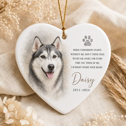 Custom Photo Dog On Our Heart Memorial Ceramic Ornament | Personalized Dog Lovers Gifts | Gift For Dog Lovers TOM99