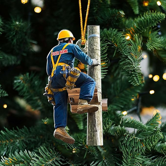 Custom Lineman Style 12 Christmas Ornament
