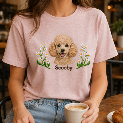 Custom Dog Embroidered Unisex Shirt, Personalized Pet Photo Tee, Dog Mom Dad Gift THUC99