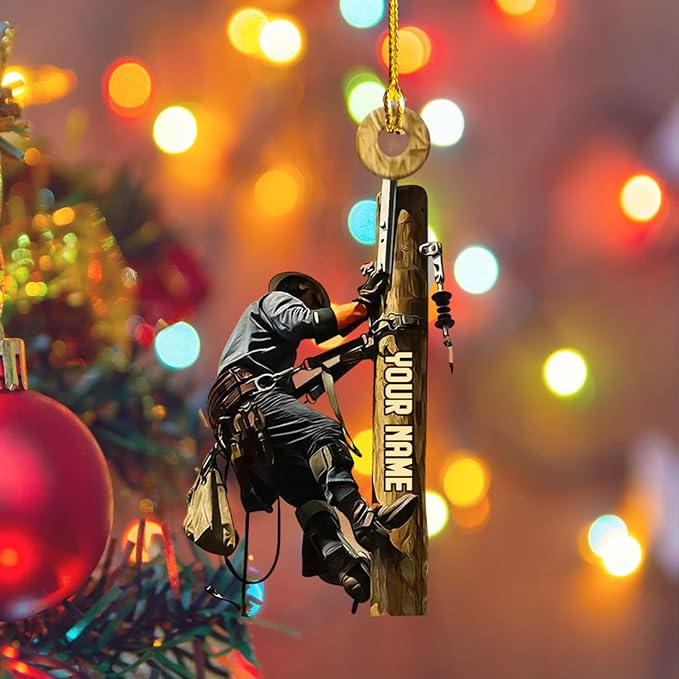 Custom Name Lineman Christmas Ornament