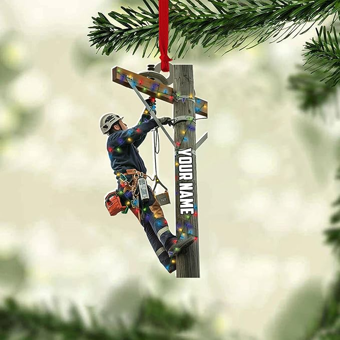 Custom Lineman Style 09 Christmas Ornament