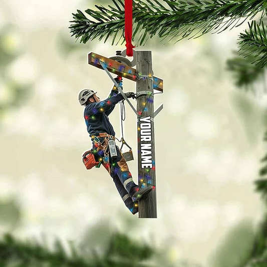 Custom Lineman Style 09 Christmas Ornament