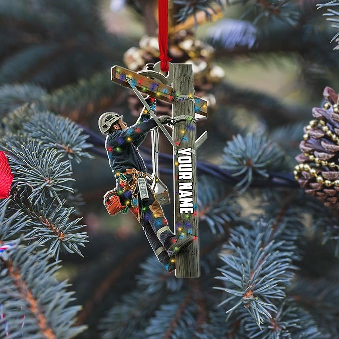 Custom Lineman Style 09 Christmas Ornament