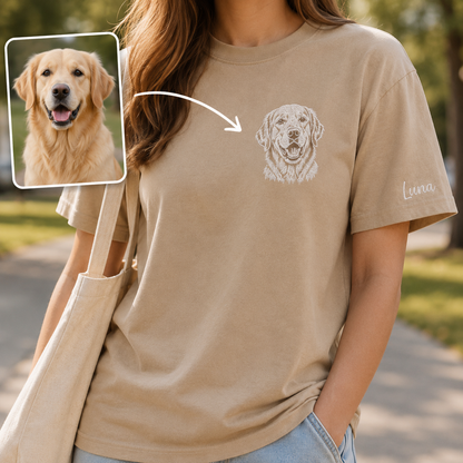 Personalized Pet Face Embroidered Shirt, Custom Dog Portrait Tee, Dog Memorial Gift THUC99