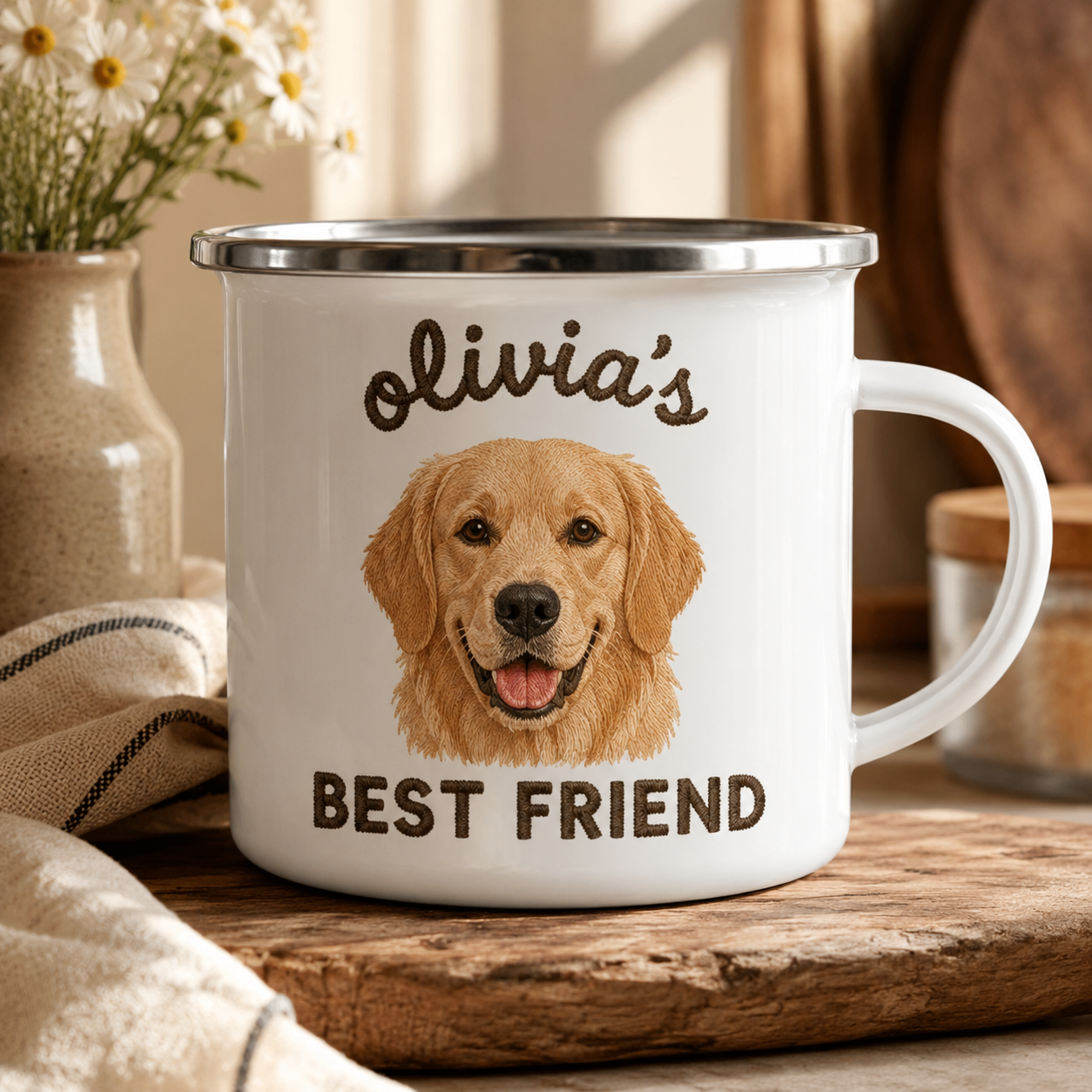 Custom Photo Best Friend Dog Camping Mug | Gift For Dog Lovers Pa99