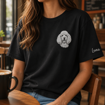 Personalized Pet Face Embroidered Shirt, Custom Dog Portrait Tee, Dog Memorial Gift THUC99