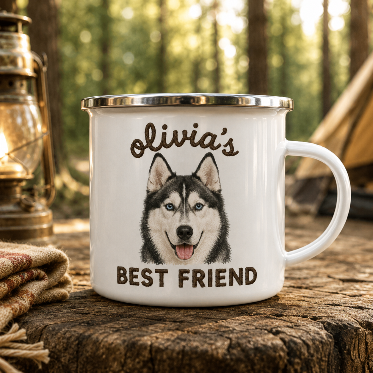Custom Photo Best Friend Dog Camping Mug | Gift For Dog Lovers Pa99