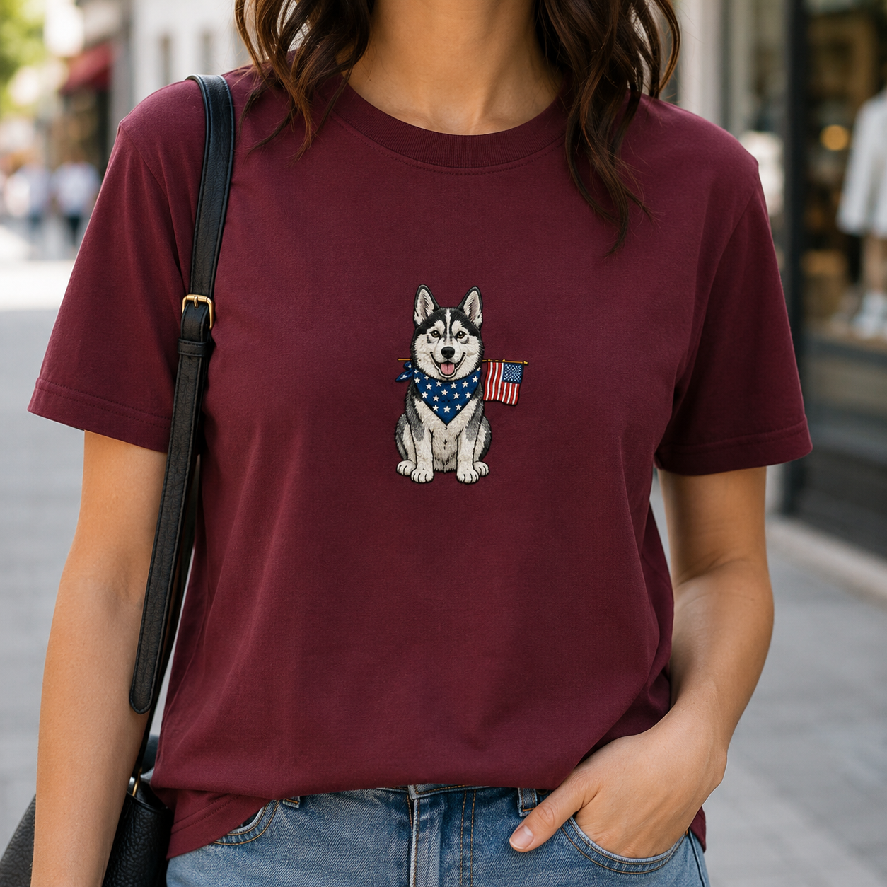 Custom Dog Photo Embroidery Tee, Personalized 250th Year America Pet Shirt, Cute Dog Mom Gift THUC99