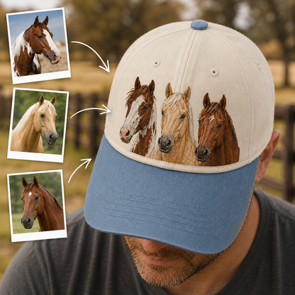 Custom Photo Horse Embroidered Hat  | Gift For Horse Lover Pa99