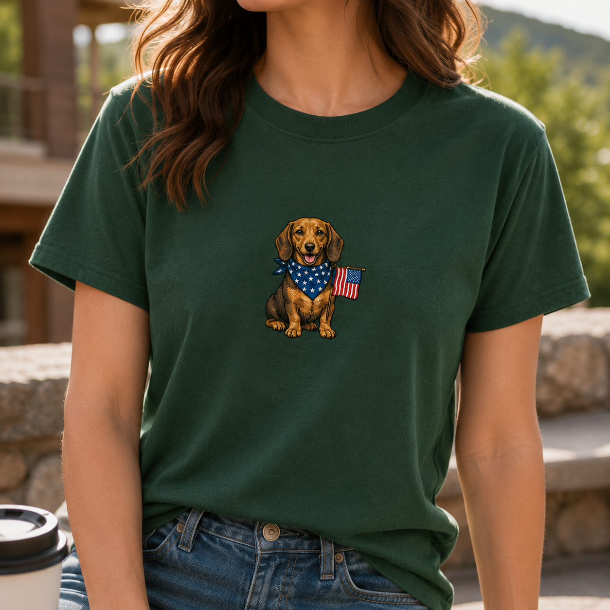 Custom Dog Photo Embroidery Tee, Personalized 250th Year America Pet Shirt, Cute Dog Mom Gift THUC99
