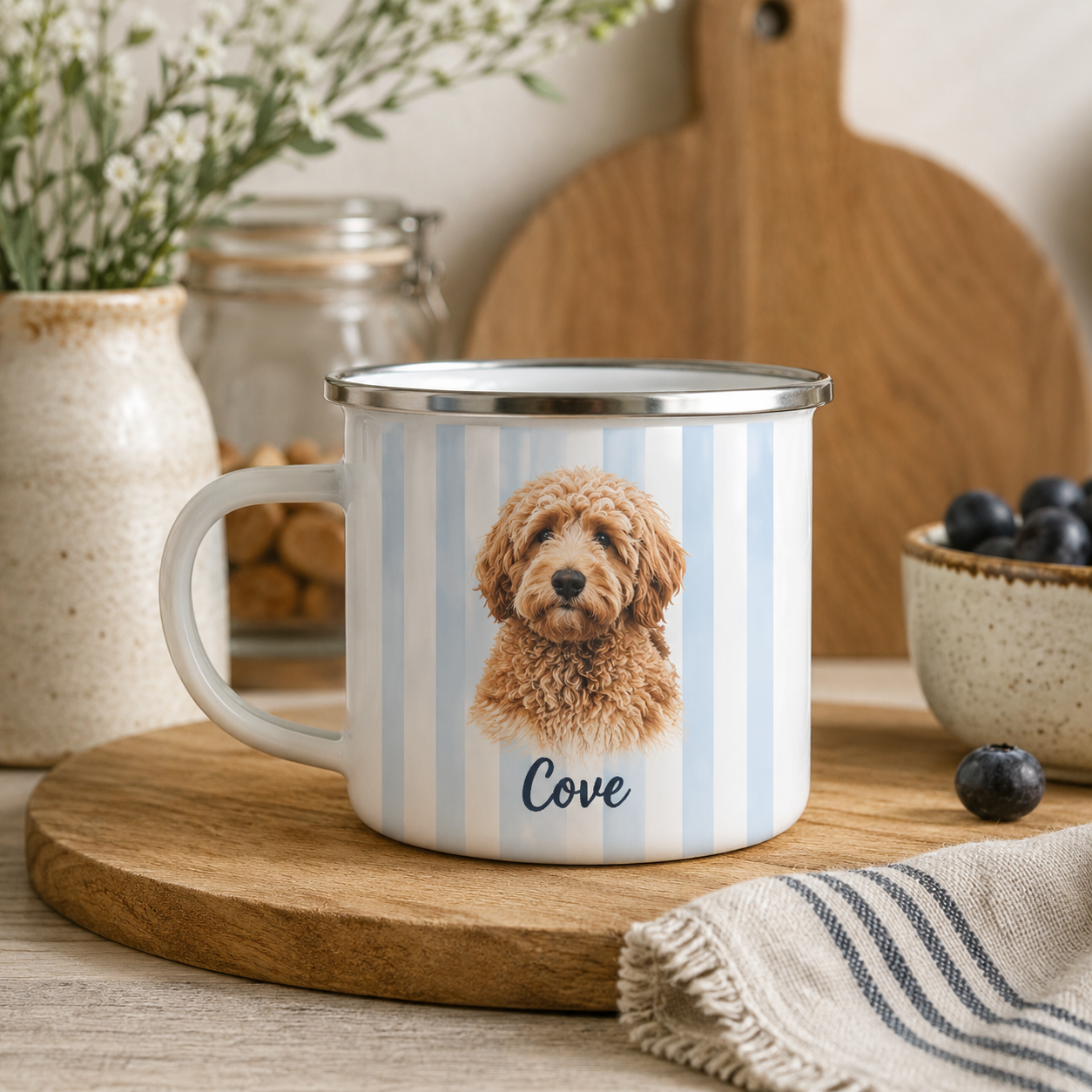 Custom Photo Dog Portrait Camping Mug | Gift For Dog Lovers Pa99