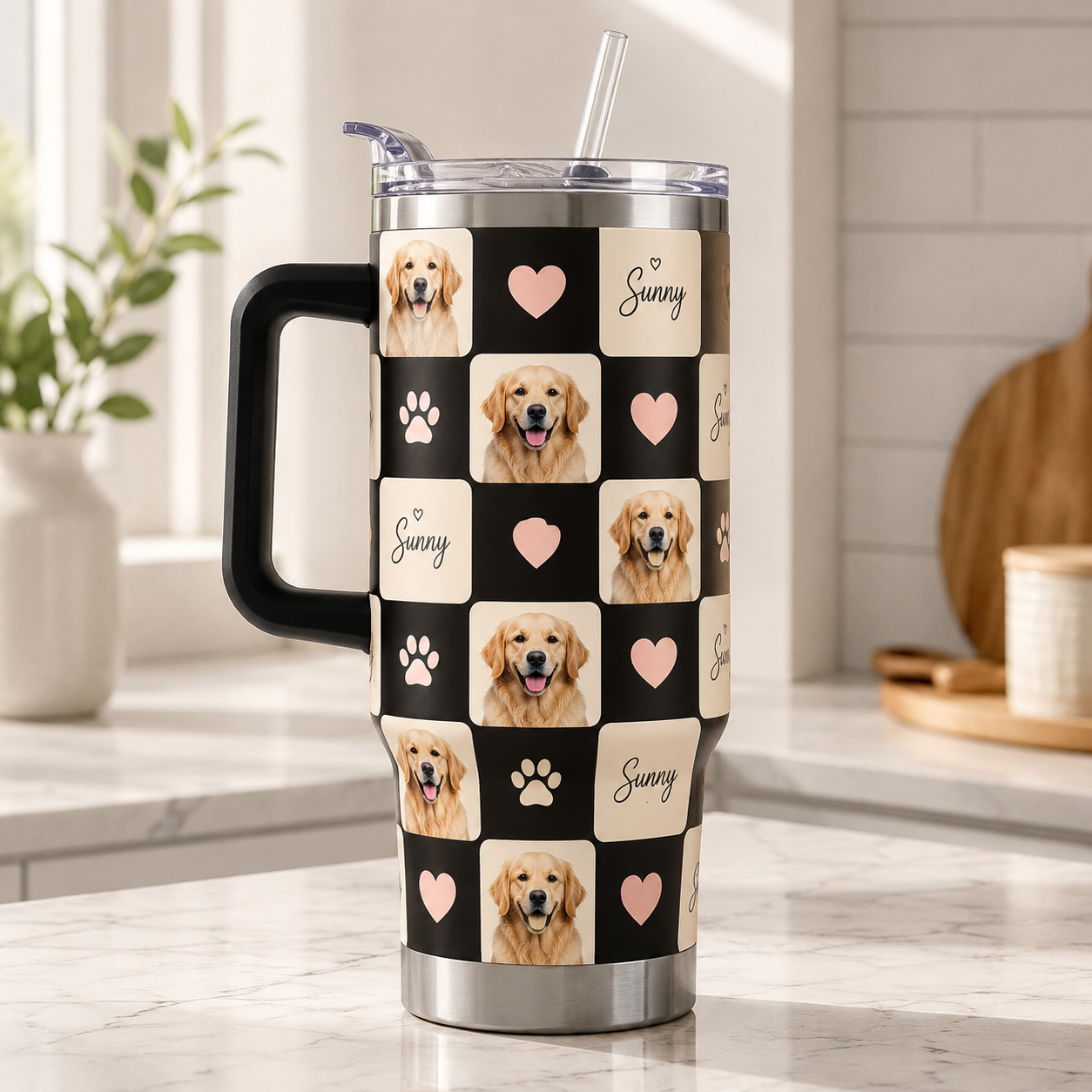 Custom Photo Dog Face 40oz Tumbler