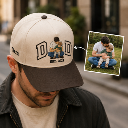 Custom Photo Dad Embroidered Hat, Personalized Cap, Custom Portrait Dad Hat, Father’s Day Gift TOM99