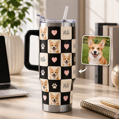 Custom Photo Dog Face 40oz Tumbler