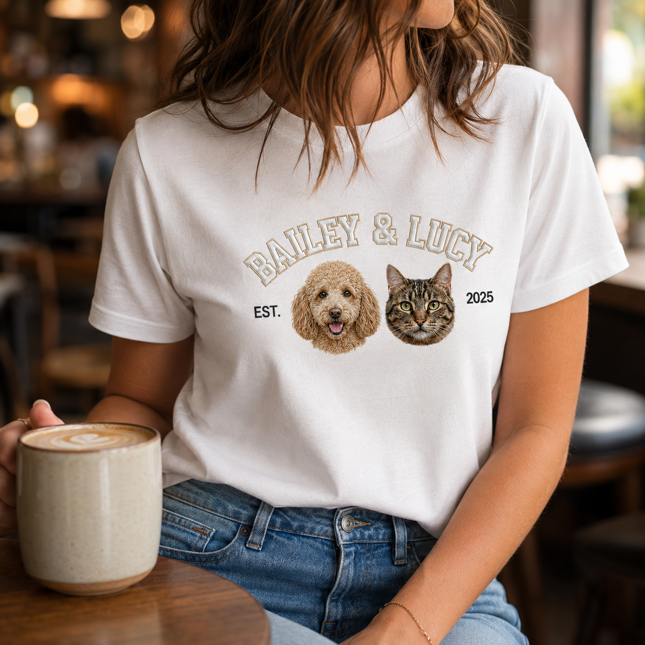 Personalized Dog Embroidery T-Shirt, Custom Pet Photo Tee, Dog Dad Gift Shirt THUC99