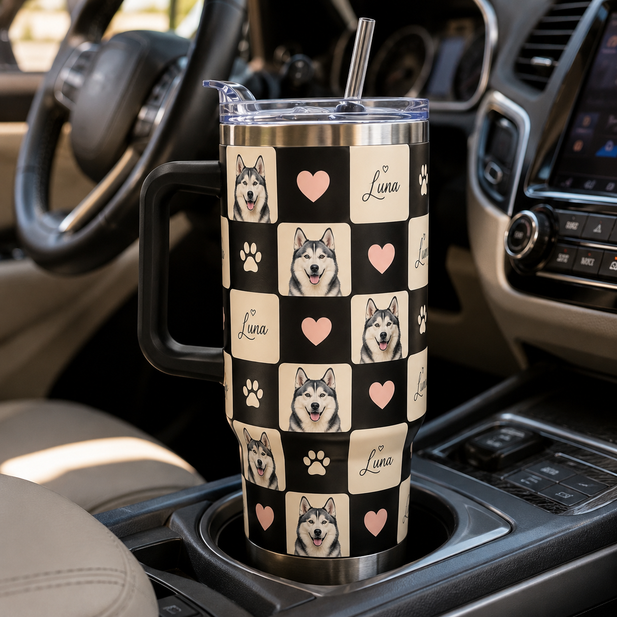 Custom Photo Dog Face 40oz Tumbler