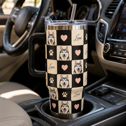 Custom Photo Dog Face 40oz Tumbler