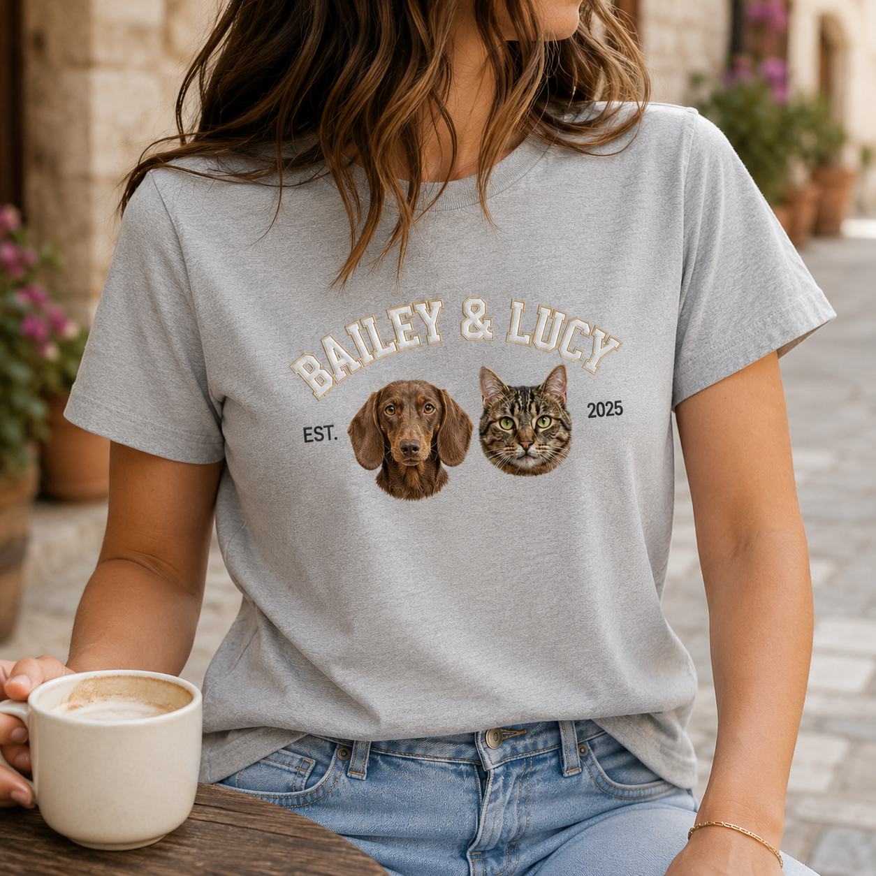 Personalized Dog Embroidery T-Shirt, Custom Pet Photo Tee, Dog Dad Gift Shirt THUC99