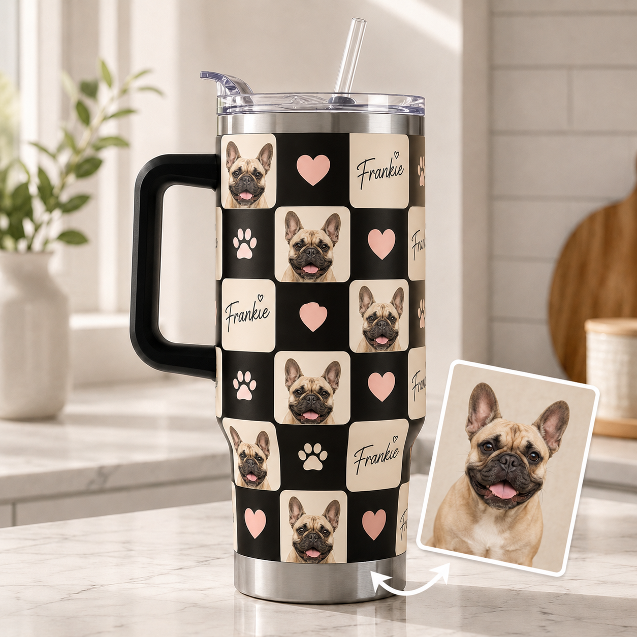 Custom Photo Dog Face 40oz Tumbler