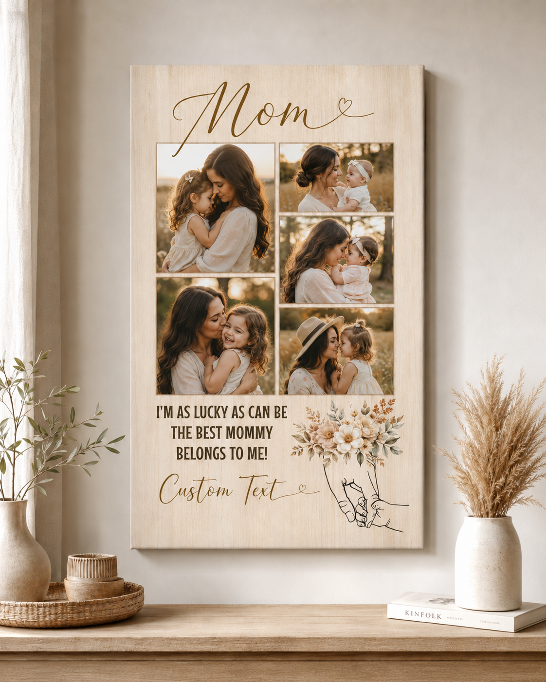 Custom Photo Mommy Canvas Wall Art - Custom Gift For Mom TOM99
