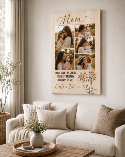 Custom Photo Mommy Canvas Wall Art - Custom Gift For Mom TOM99