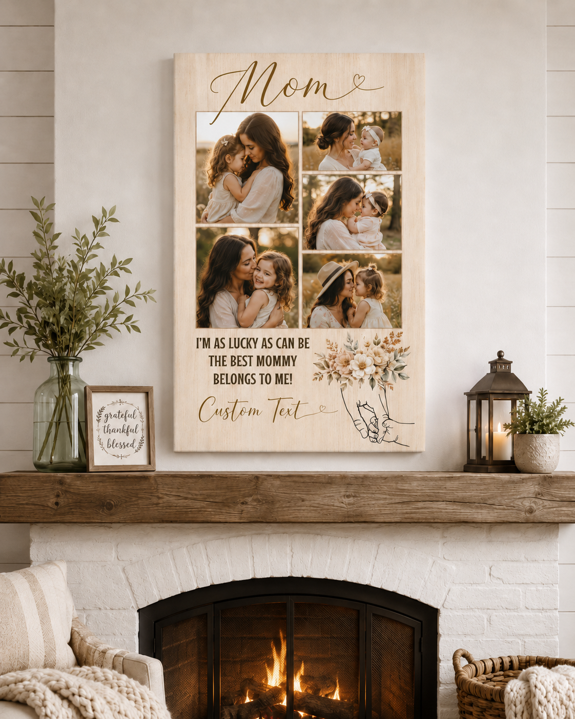 Custom Photo Mommy Canvas Wall Art - Custom Gift For Mom TOM99