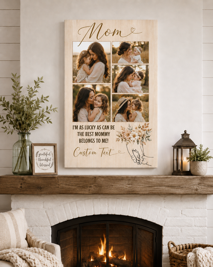 Custom Photo Mommy Canvas Wall Art - Custom Gift For Mom TOM99