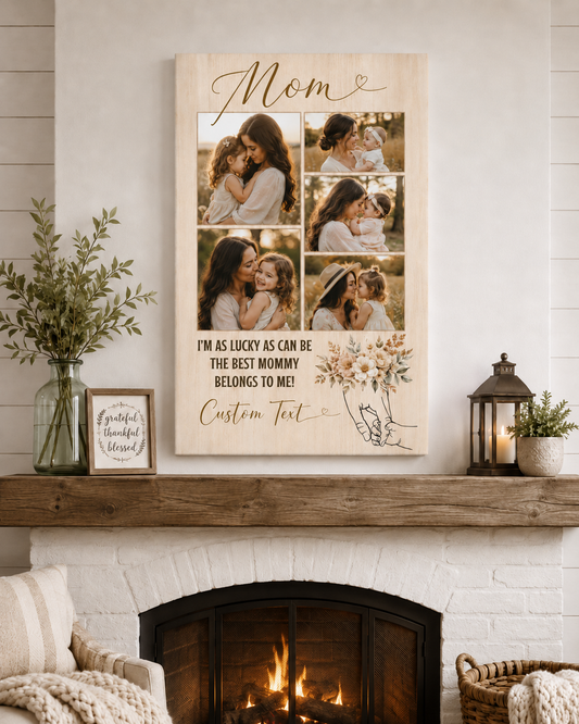 Custom Photo Mommy Canvas Wall Art - Custom Gift For Mom TOM99