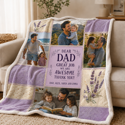 Custom Dear My Dad Photo Blanket, Personalized Dad Gifts | Gift For Dad TOM99