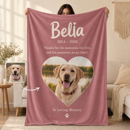 Custom Photo Dog Thank For The Memories Blanket | Personalized Dog Lovers Gifts | Gift For Dog Lovers TOM99