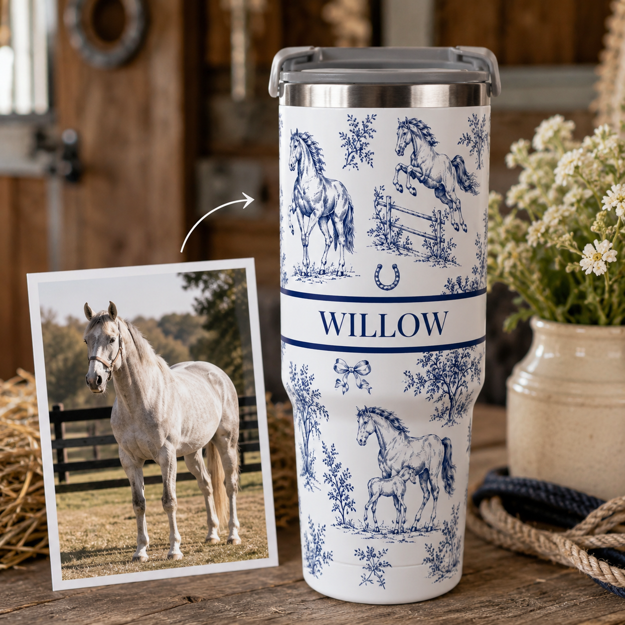 Custom Photo Horse 30oz Tumbler | Gift For Horse Lovers | Pet Lover Gifts TOM99