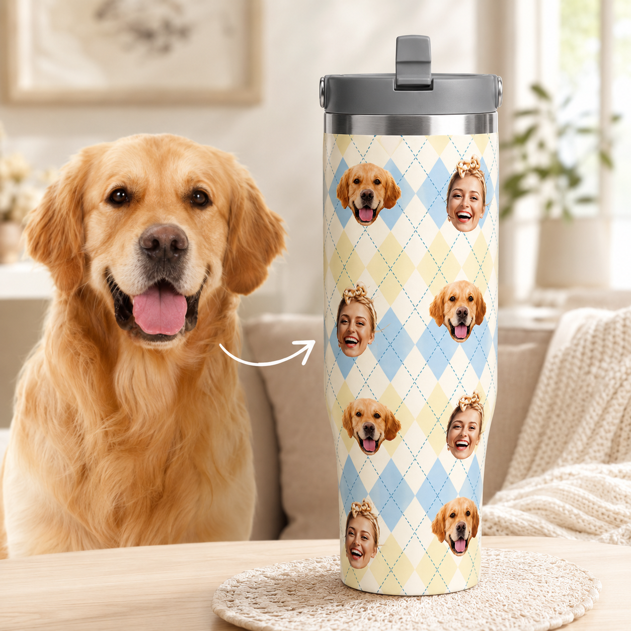 Custom Photo Dog 30oz Tumbler | Gift For Dog Lovers | Pet Lover Gifts TOM99
